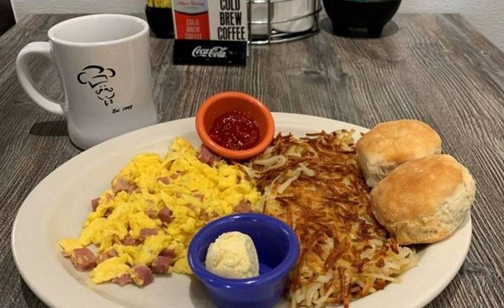 Order Ham Scramble - OO food online from Biscuits Cafe store, Surprise on bringmethat.com