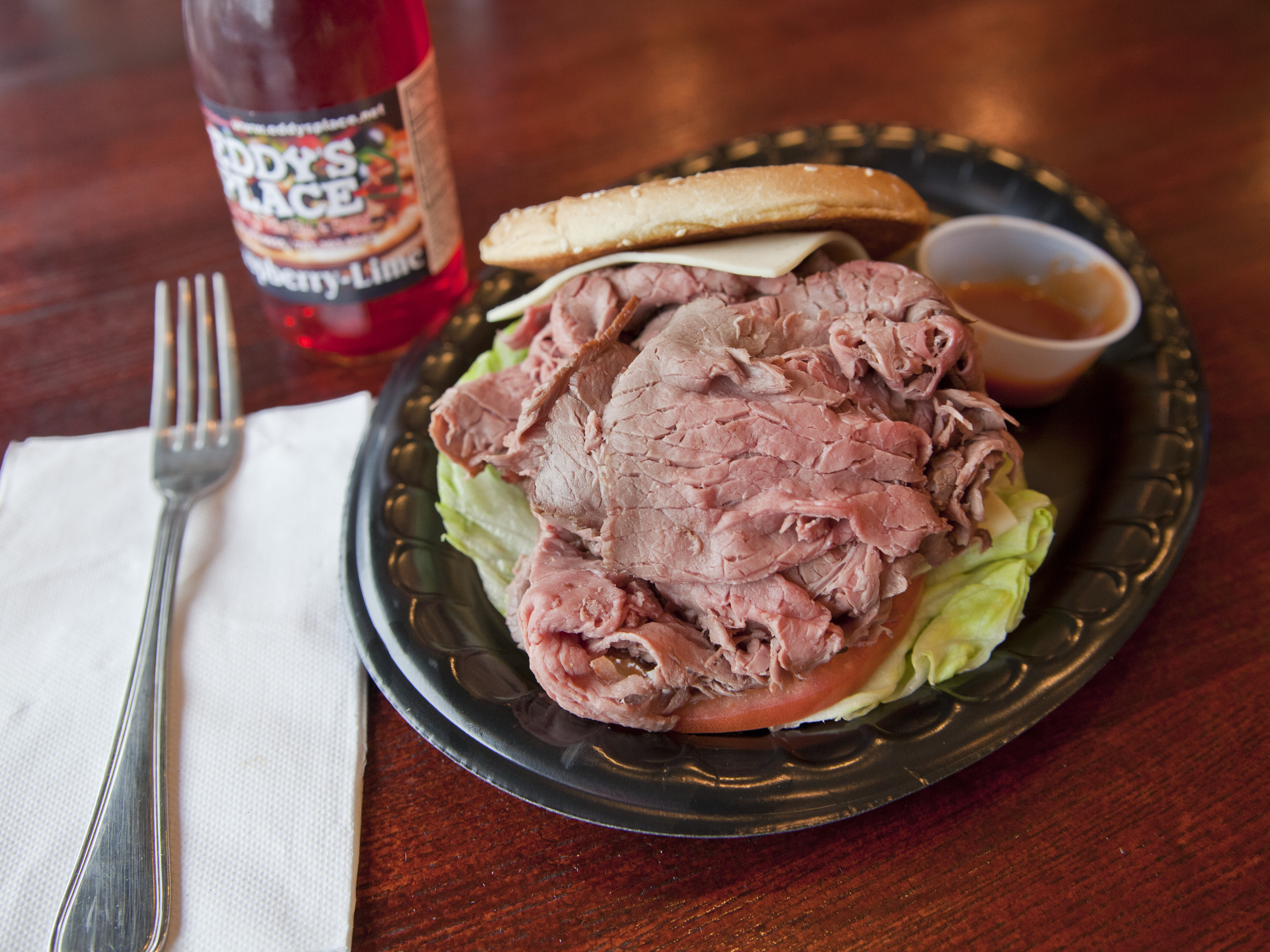 Order Super Roast Beef Sandwich food online from Eddy's Place store, Medford on bringmethat.com