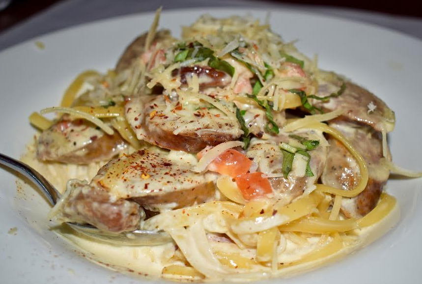 Order Fettuccine with Italian Sausage food online from Caffe De Luca store, Forest Park on bringmethat.com