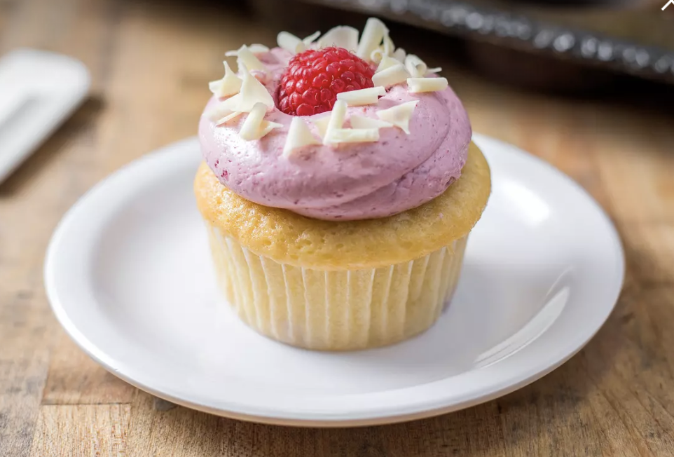 Order Raspberries n Cream Cupcake food online from Molly's Cupcakes store, Chicago on bringmethat.com