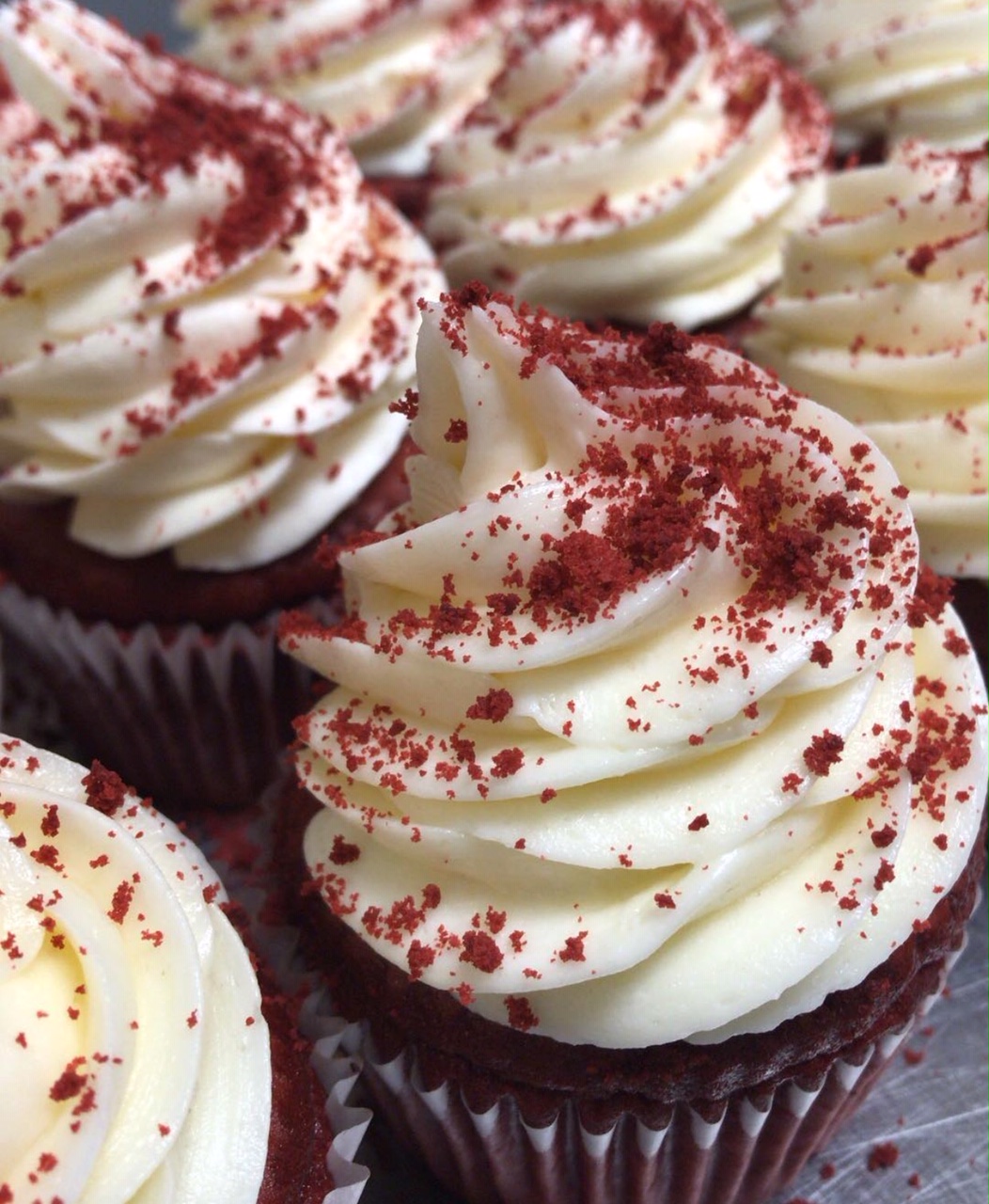 Order Red Velvet Cupcake food online from Savoia Pastry Shoppe store, Rochester on bringmethat.com