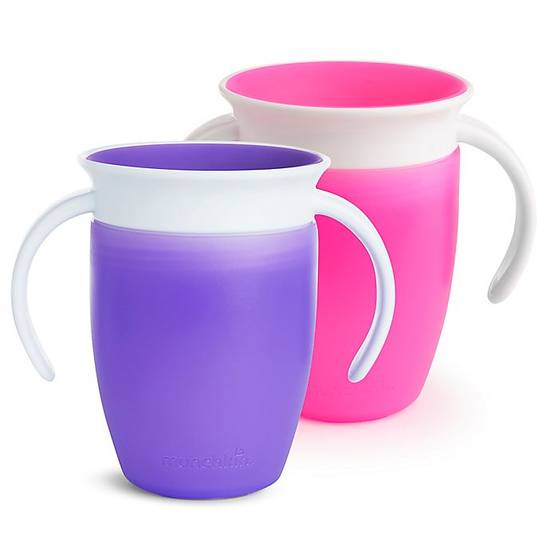 Order Munchkin® Miracle® 2-Pack 7 oz. 360º Trainer Cups in Pink/Purple food online from Bed Bath & Beyond store, Lancaster on bringmethat.com