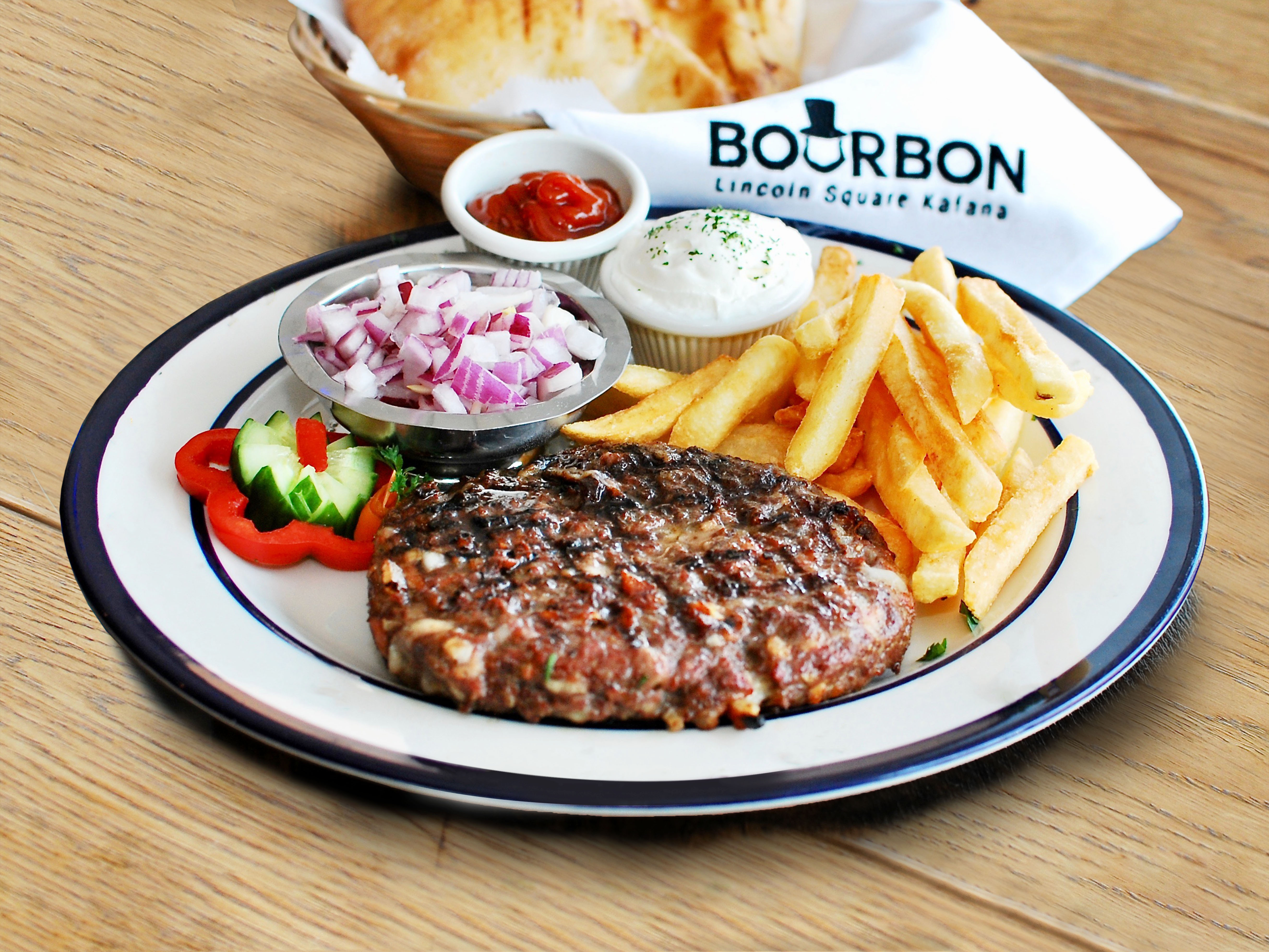 Order Gourmet Burger food online from Bourbon Cafe store, Chicago on bringmethat.com