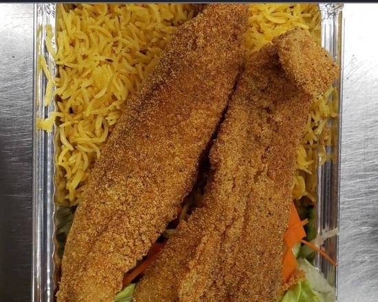 Order whiting fish with rice and salad food online from Kennedy Chicken & Gyro store, New York on bringmethat.com