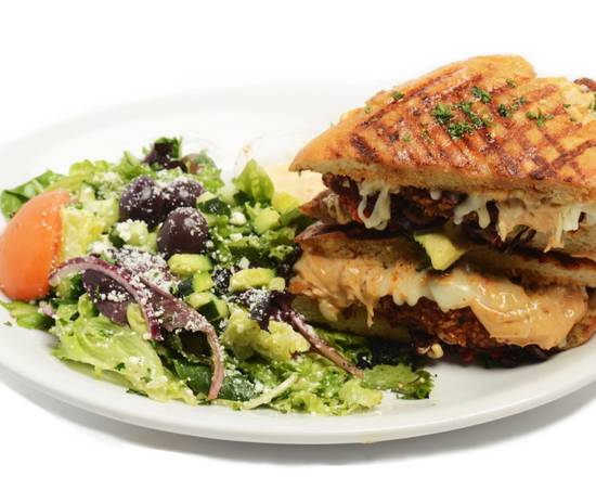 Order Crispy Chicken Panini food online from George's Greek Grill-Fig at 7th store, Los Angeles on bringmethat.com