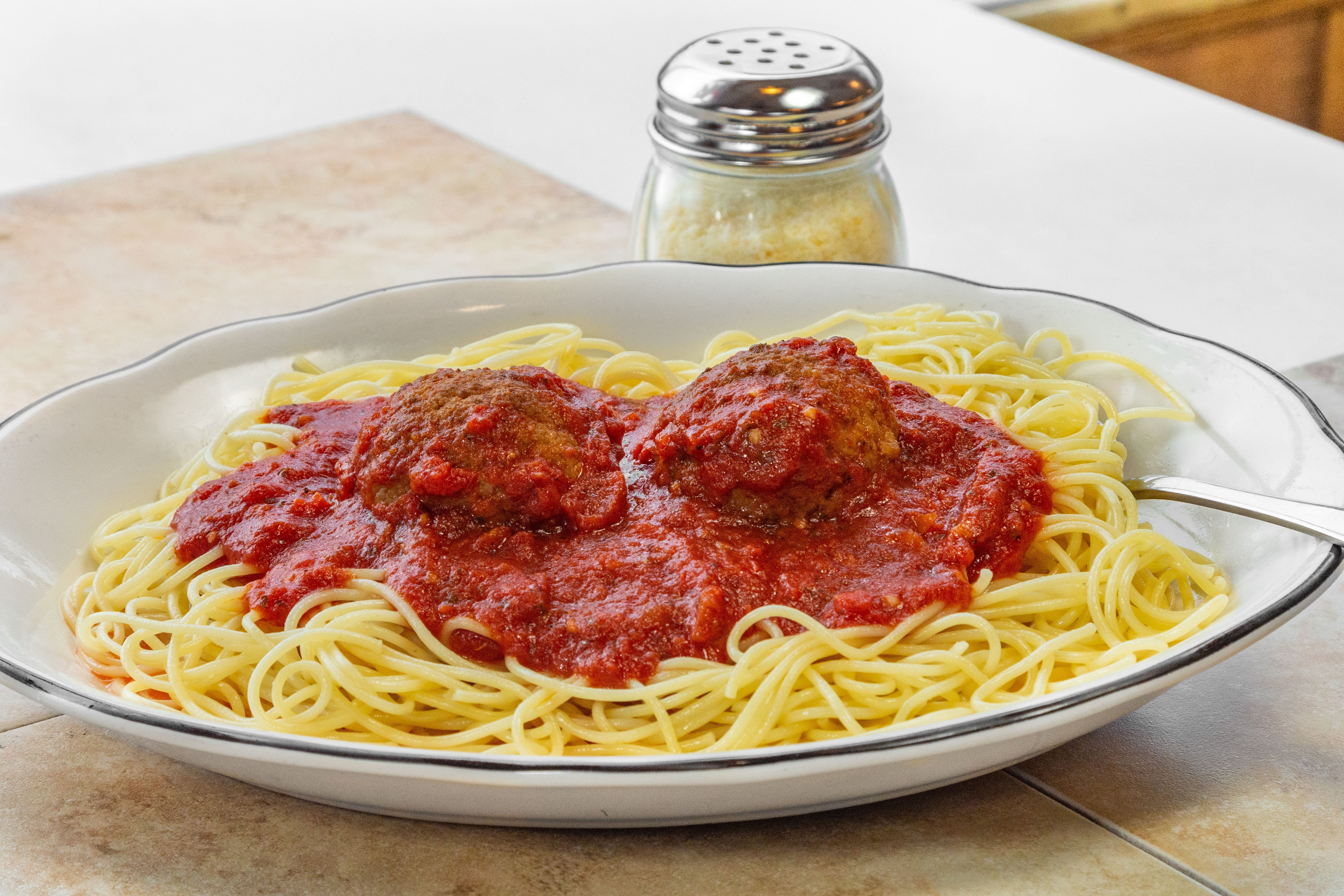 Order Pasta with Meatballs - Pasta food online from Brunos Pizza store, Gibsonia on bringmethat.com