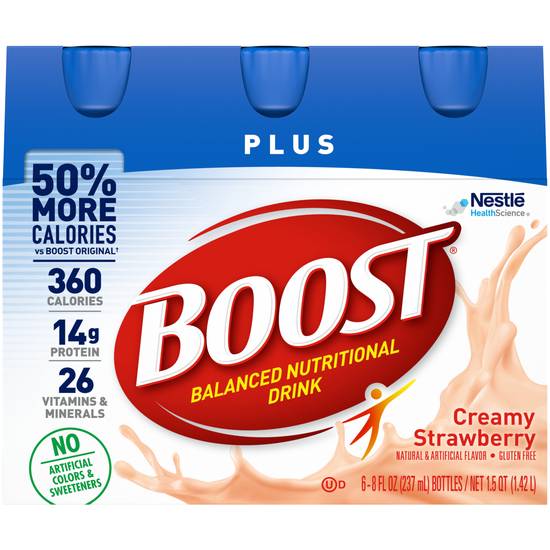 Order Boost Complete Plus Ready-to-Drink Nutritional Drink Creamy Strawberry (8 oz x 6 ct) food online from Rite Aid store, Cortland on bringmethat.com