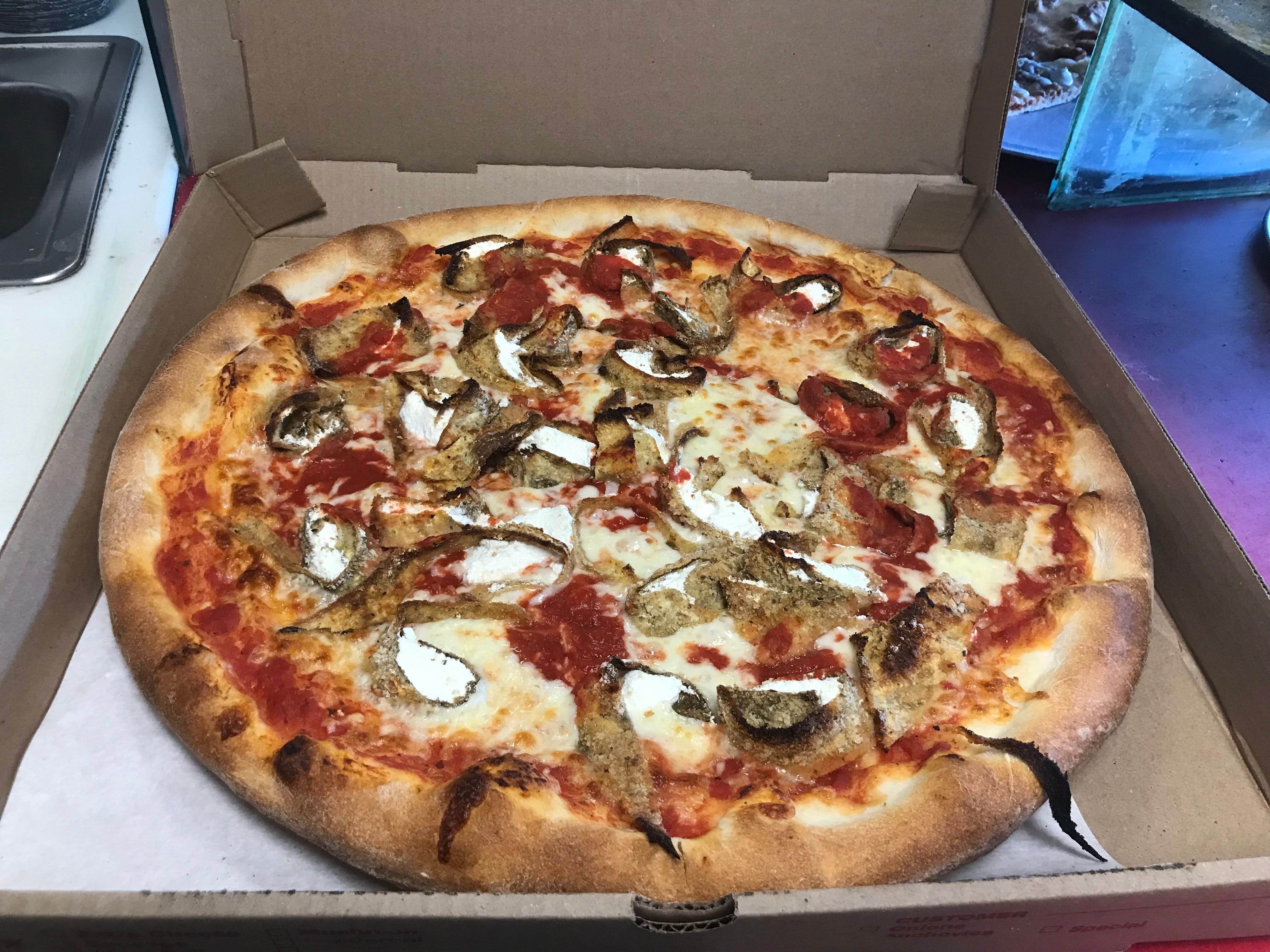 Order Eggplant Rollatini Pizza - Personal 12" food online from Badabing Pizzeria store, Middletown on bringmethat.com