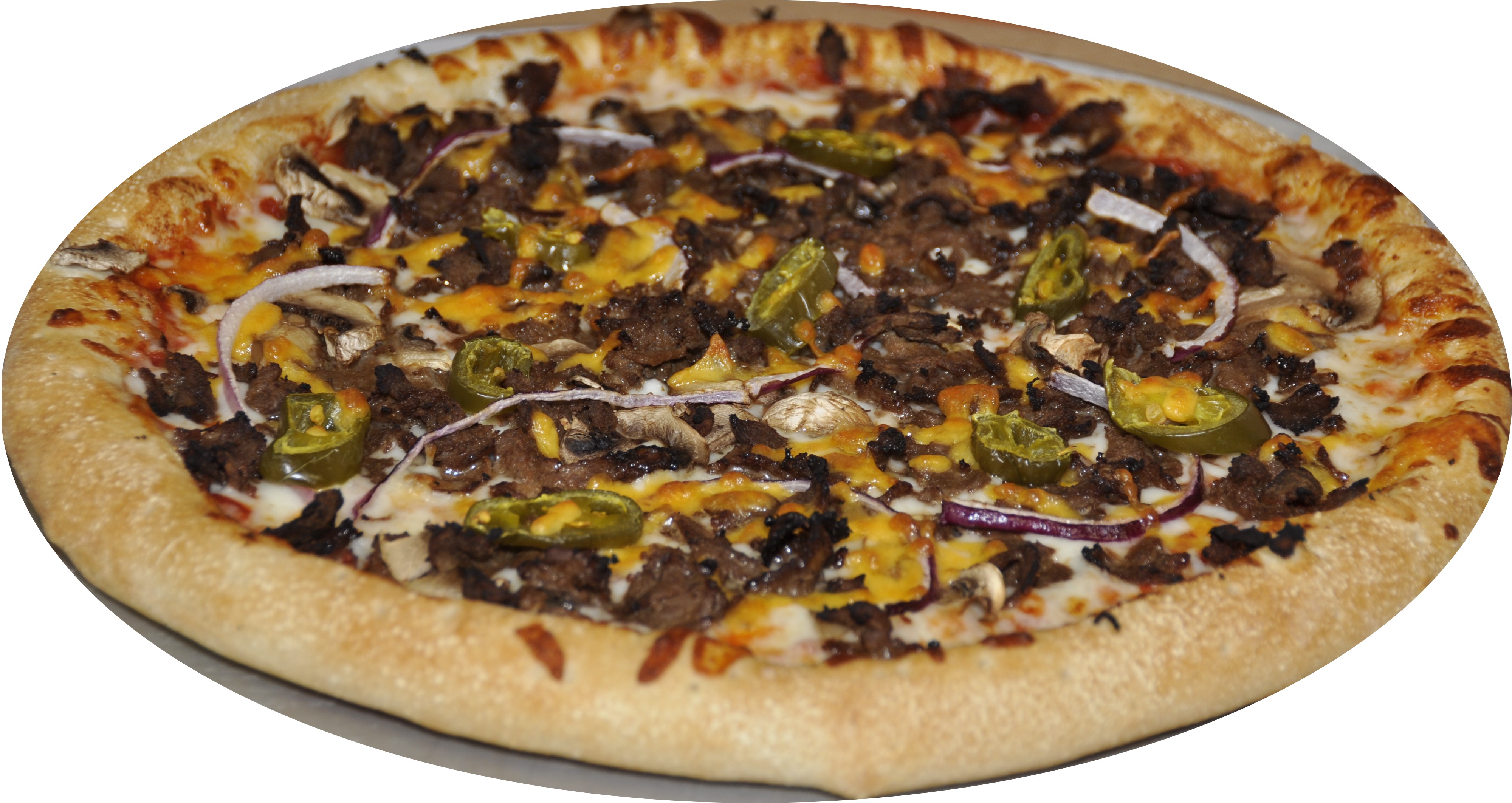 Order Steak and Cheese Pizza food online from Mega Pizza store, Raleigh on bringmethat.com