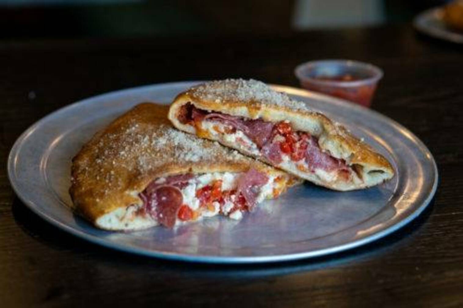 Order Go Greek Dude Calzone (8" Personal) food online from Peace Love And Pizza store, Woodstock on bringmethat.com