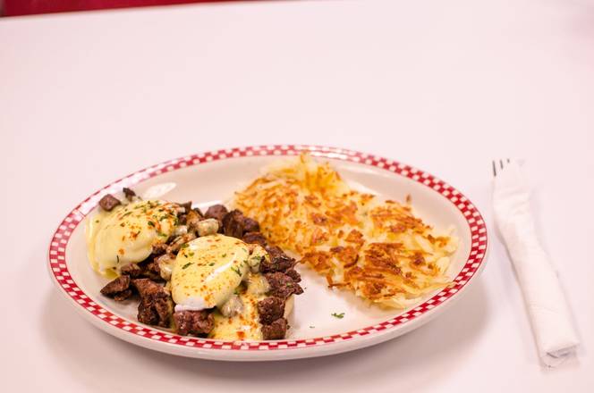 Order STEAK EGGS BENEDICT food online from Cahill Diner store, Inver Grove Heights on bringmethat.com