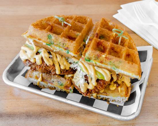 Order Clucking Waffle Sandwich food online from Namkeen store, Chatham on bringmethat.com