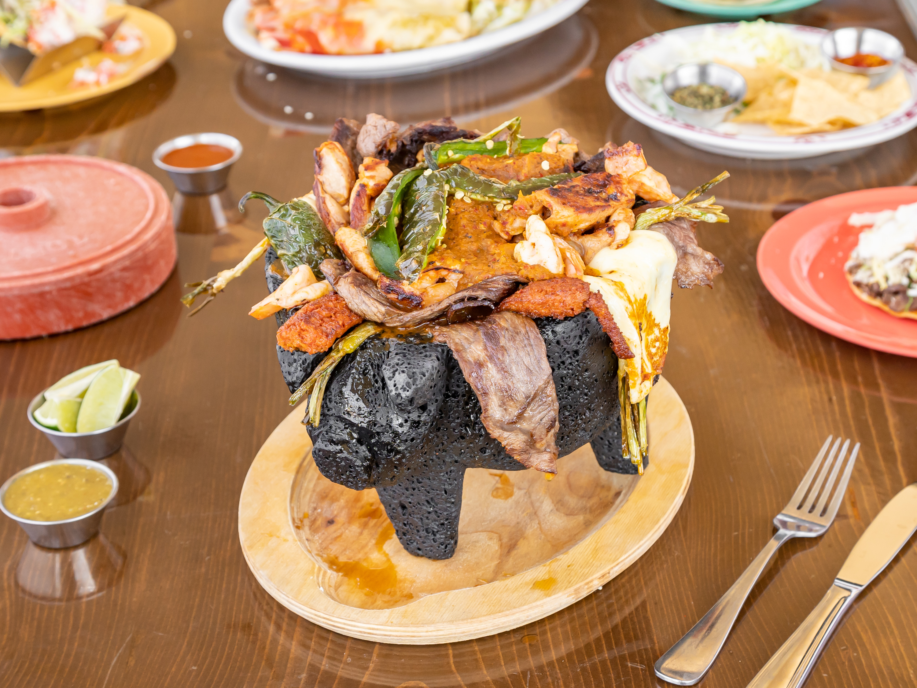 Order Molcajete Plate food online from Mi Ranchito Mexican Bar And Grill store, Lancaster on bringmethat.com
