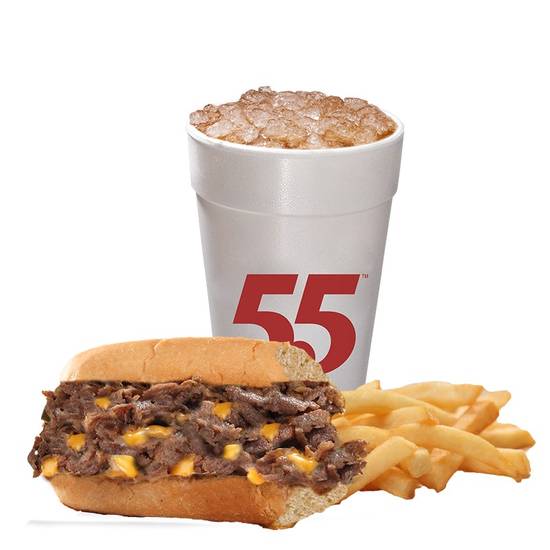 Order Plain Lil' Cheesesteak Meal food online from Hwy 55 Burgers Shakes & Fries store, Raeford on bringmethat.com