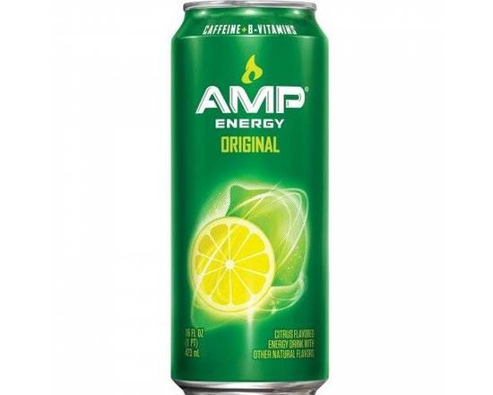 Order Amp Energy, Original, Caffeine, B Vitamins, 16 Fl Oz. Cans  food online from Pacific Liquor Market store, Bell Gardens on bringmethat.com