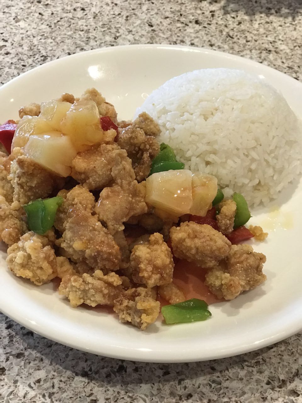 Order Sweet and Sour Chicken with Rice food online from Honey Honey Cafe store, Malden on bringmethat.com
