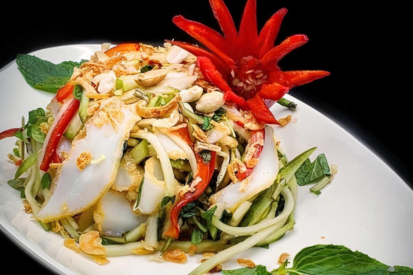 Order 2. Mango Salad w/Grilled Squid (Goi Xoai Muc Nuong) food online from Bay Grill & Karaoke store, Stanton on bringmethat.com