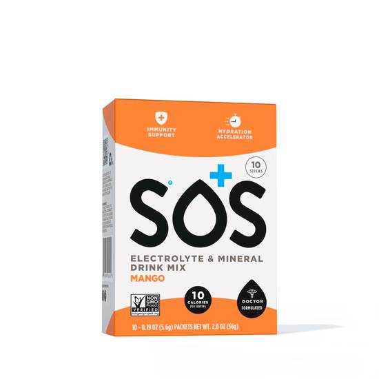 Order SOS Elyctrolyte & Mineral Mango Drink Mix Packets, 10 CT food online from CVS store, GROSSE POINTE on bringmethat.com