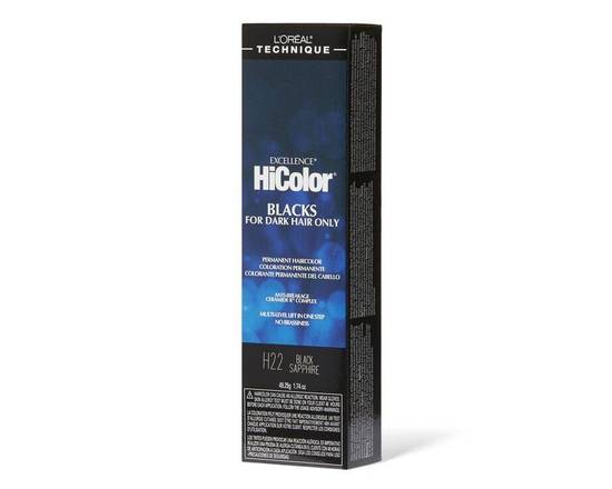 Order L'Oreal HiColor Permanent HairColor Blacks: H22 BLACK SAPPHIRE food online from iDa Beauty Supply Store store, Middletown on bringmethat.com
