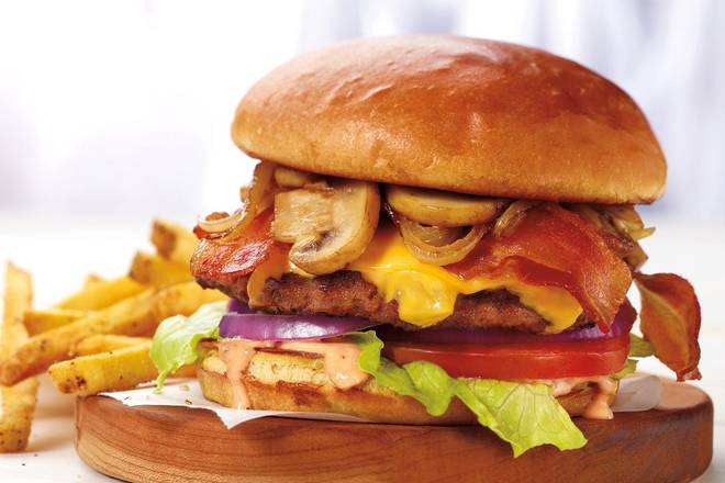 Order The Works Burger* food online from Bakers Square - Highland Park store, Saint Paul on bringmethat.com