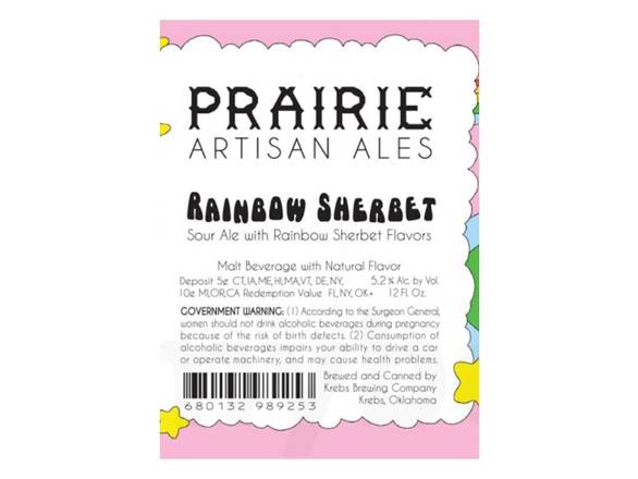 Order Prairie Artisan Ales Rainbow Sherbet - 4x 12oz Cans food online from Liquor Cabinet store, Houston on bringmethat.com