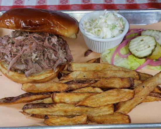 Order Slow Smoked Pulled Pork Sandwich food online from The Horseshoe Grill store, Tucson on bringmethat.com