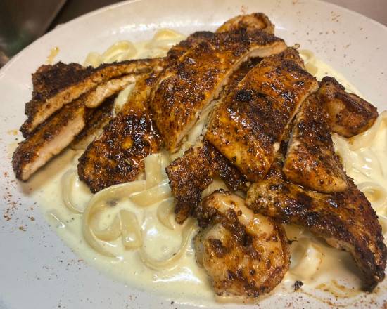 Order Blackened Chicken & Shrimp Alfredo food online from High Street Caffe store, West Chester on bringmethat.com