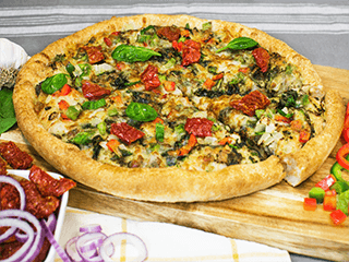 Order Pesto Veggie Pizza - Personal 8'' food online from Sarpino's Pizzeria  store, Northbrook on bringmethat.com