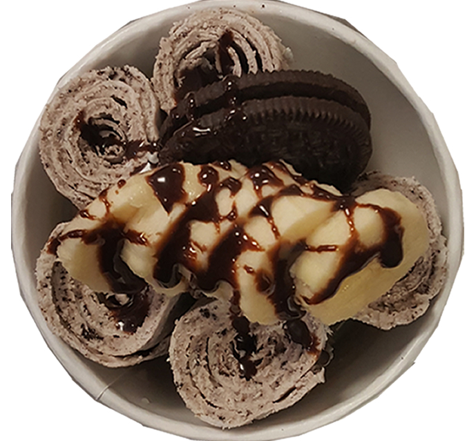 Order 7. Bumblebee Ice Cream Roll food online from Tea & Crepe store, Fargo on bringmethat.com