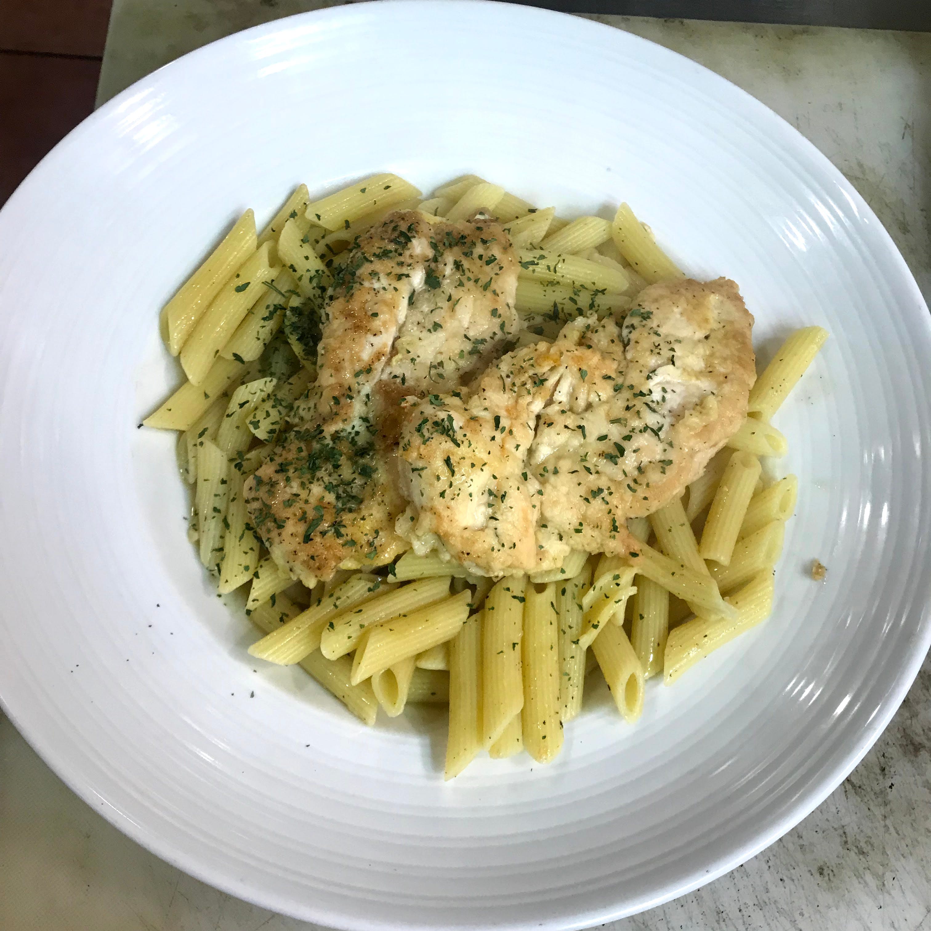 Order Chicken Francese - Entree food online from Rocco Pizzeria & Italian store, Hellertown on bringmethat.com
