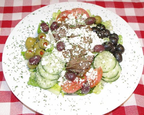 Order Mediterranean Salad food online from Napoli Pizza Whitman store, Whitman on bringmethat.com