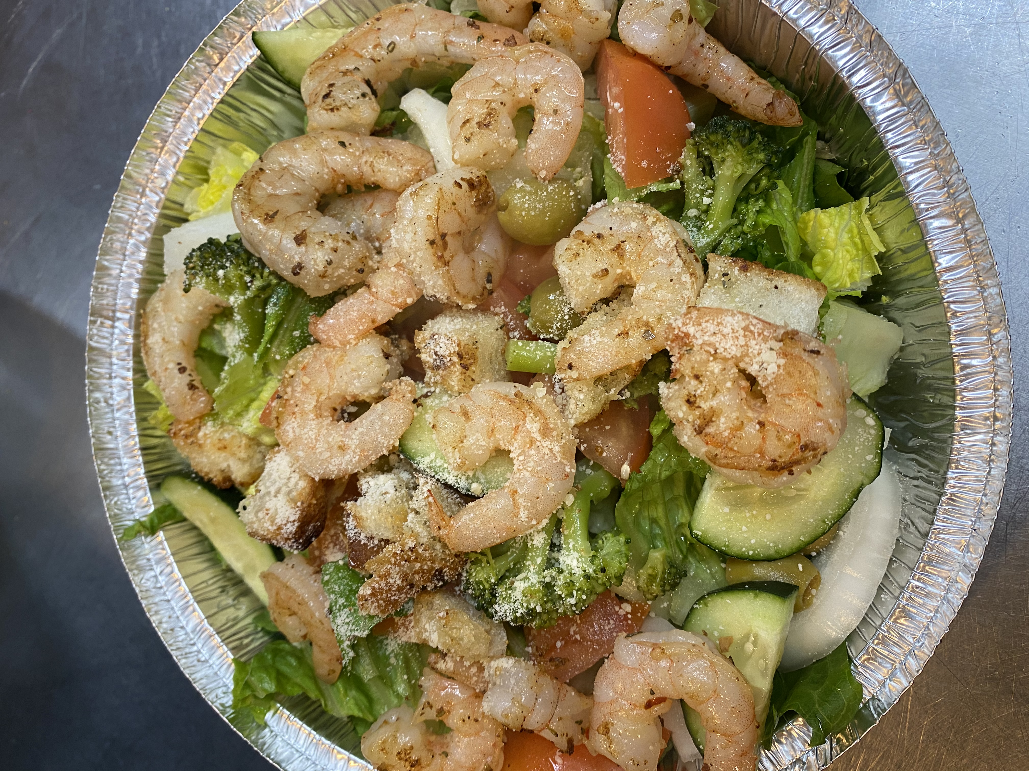 Order Grilled Shrimp Salad food online from Vinny's Pizzeria store, Corona on bringmethat.com