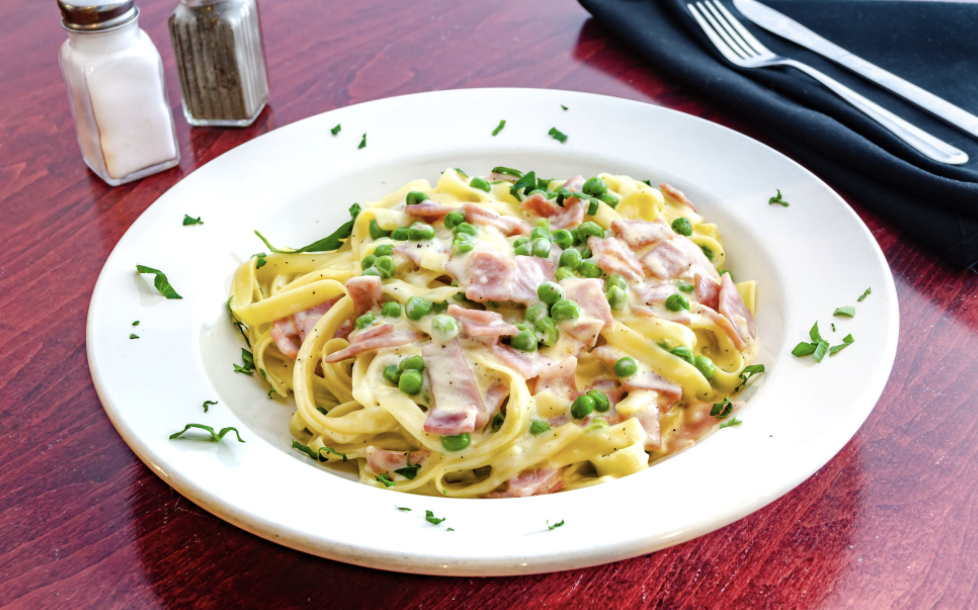 Order Fettucini with Carbonara Sauce food online from Luigis Famous Pizza store, Little Silver on bringmethat.com