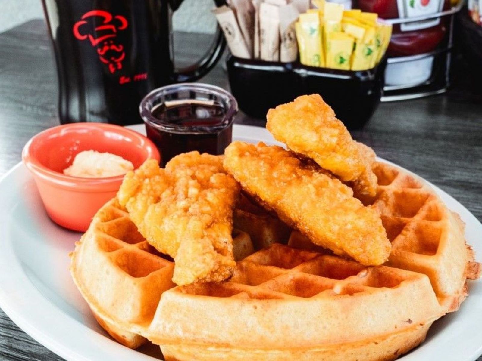 Order Chicken & Waffle - OO food online from Biscuits Cafe store, Chandler on bringmethat.com