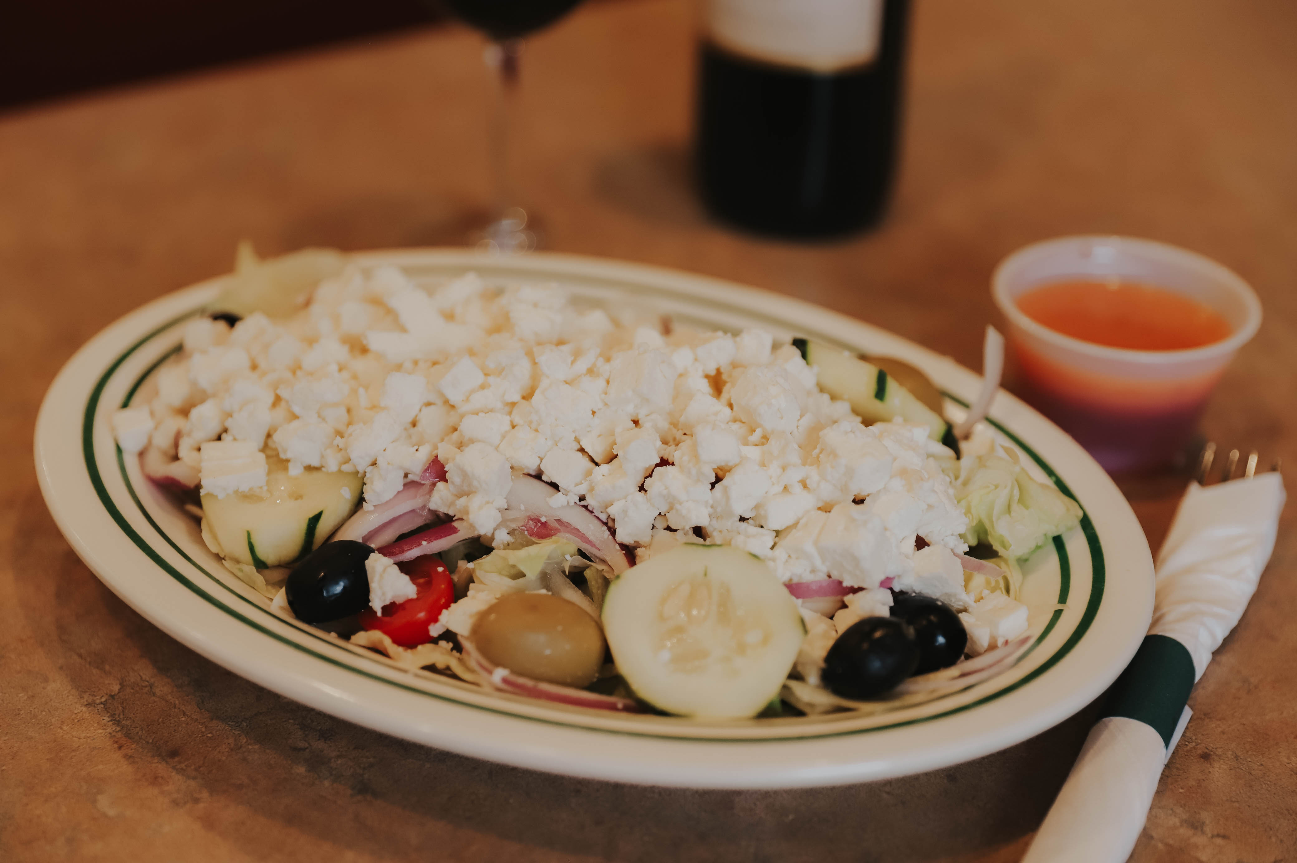 Order Greek Salad food online from Pasquale store, New Market on bringmethat.com