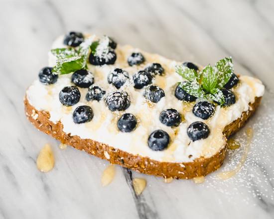 Order Ricotta Toast with Blueberries and Honey food online from Dom Coffee store, Avon on bringmethat.com