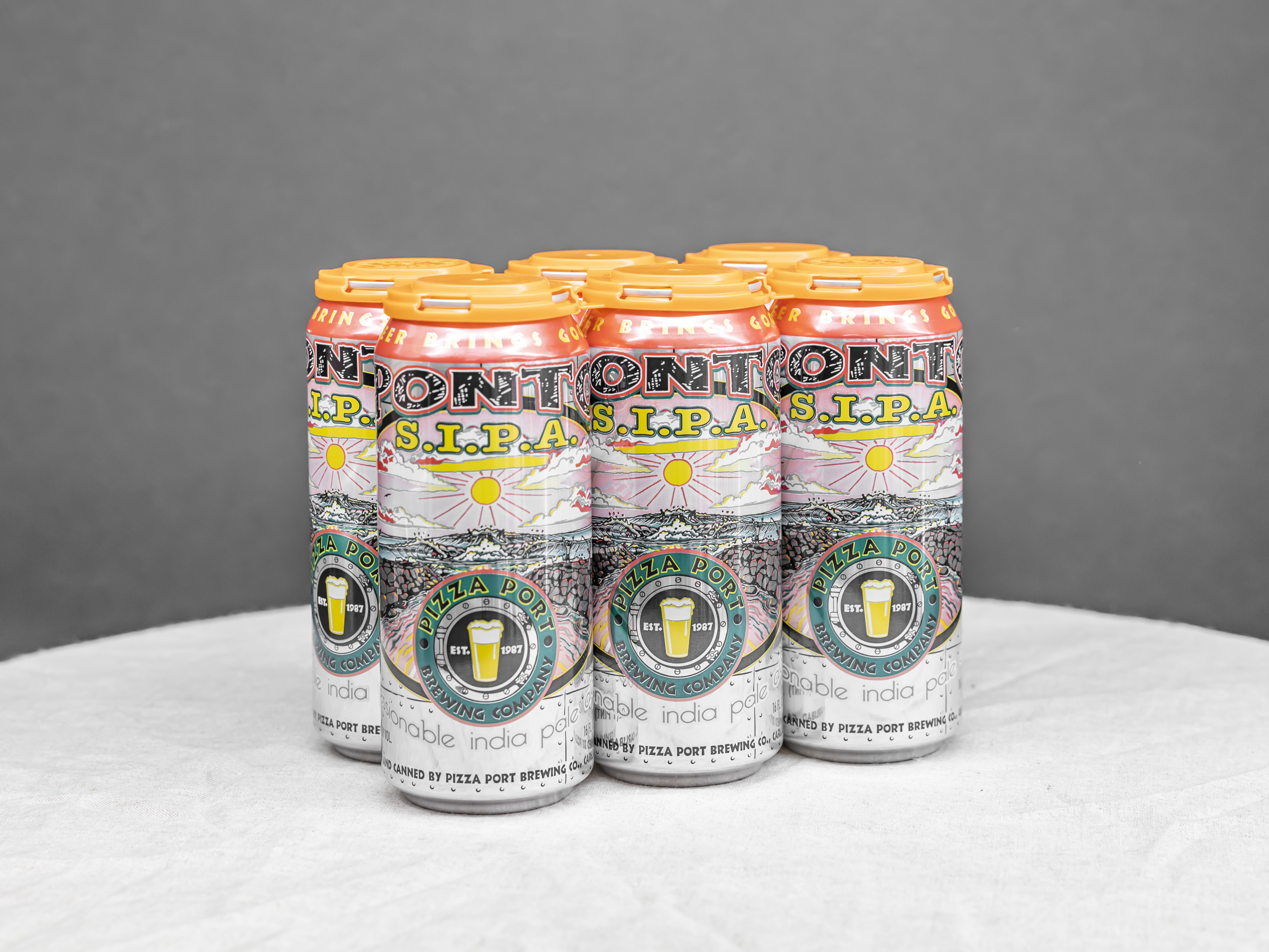 Order 6 Pack 16 oz. Canned Pizza Port Ponto food online from Bistro Liquor store, Huntington Beach on bringmethat.com