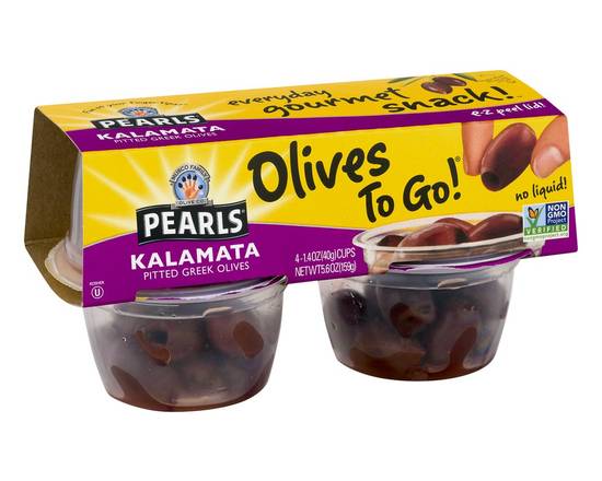 Order Pearls · Kalamata Pitted Greek Olives to Go (4 x 1.4 oz) food online from Shaw's store, Newburyport on bringmethat.com