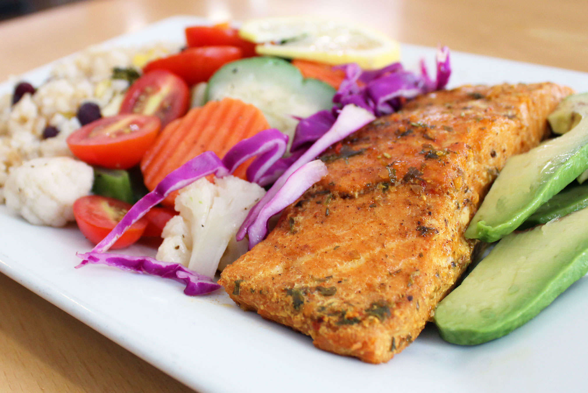 Order Grilled Cajun Salmon food online from Green Cafe store, New York on bringmethat.com