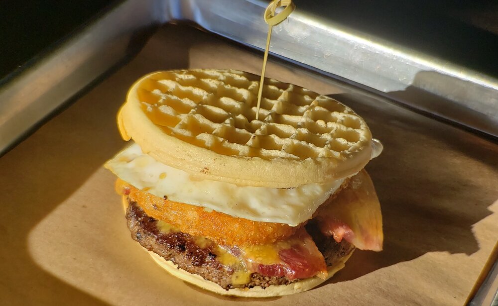 Order Rawffle My Waffle Sandwich Brunch food online from Funky Picnic Brewery & Cafe store, Fort Worth on bringmethat.com