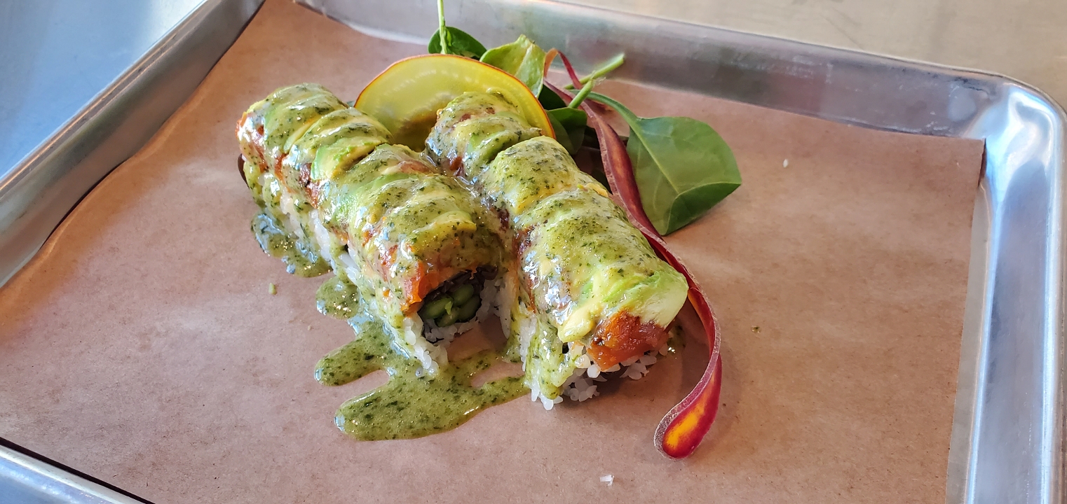 Order Spicy tuna asparagus roll food online from Ebisu Ramen And Sushi store, Denver on bringmethat.com
