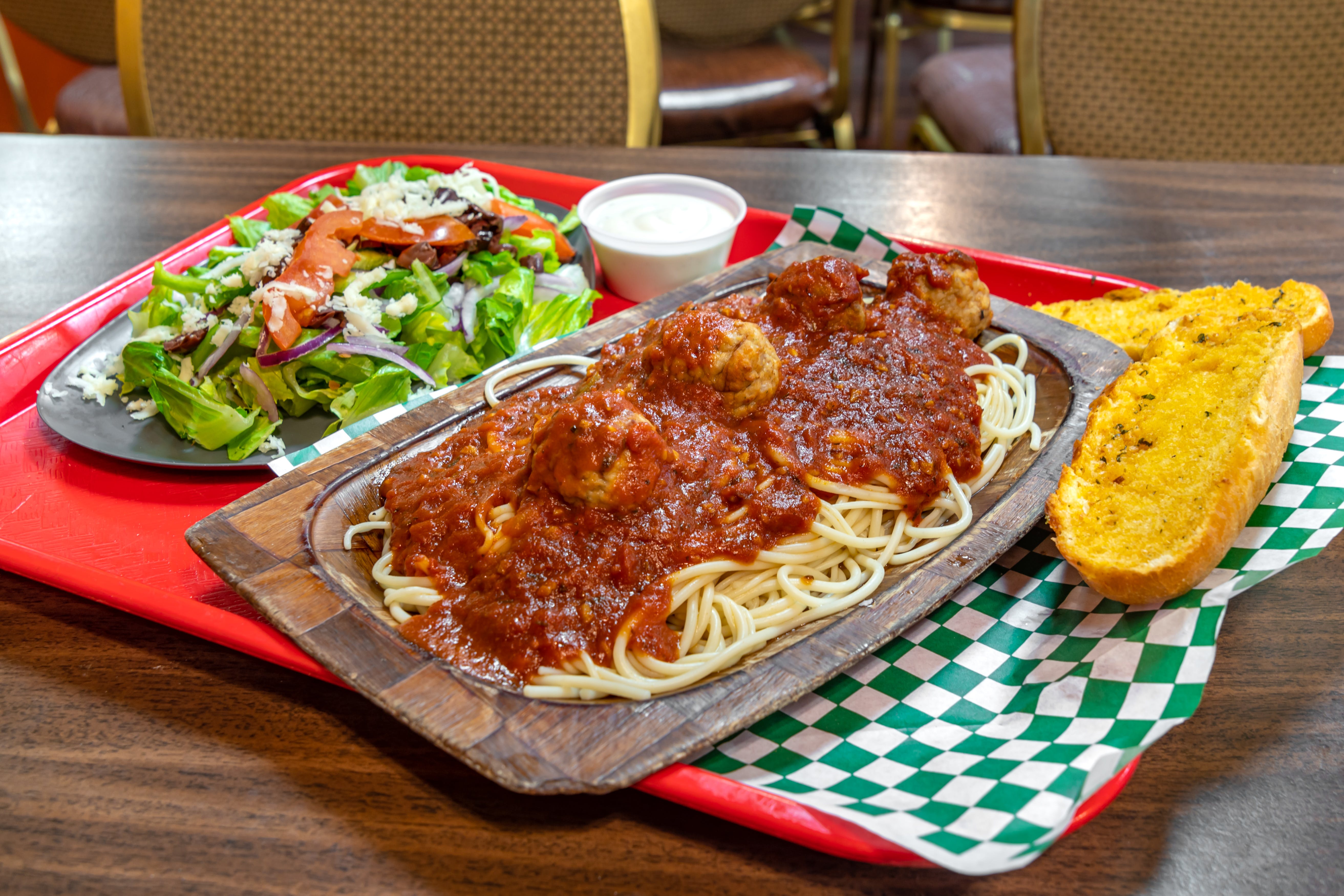 Order Family Meat Spaghetti - Pasta food online from Antonious Pizza  store, Cherry Valley on bringmethat.com