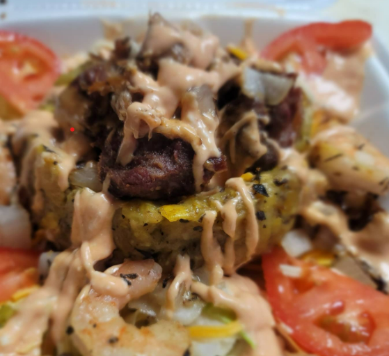 Order Mofongo with Steak food online from Flama Tropical Food Truck store, Allentown on bringmethat.com