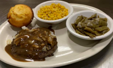 Order Beef Chopped Steak (2 Sides) food online from Hot Rodz Diner Terrell store, Terrell on bringmethat.com