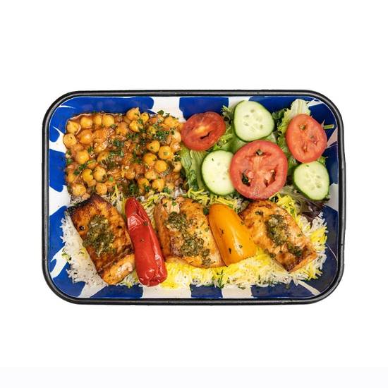 Order 4. Salmon Kabob Platter food online from Sheesh Grill store, Sully on bringmethat.com