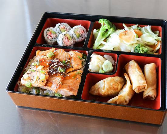 Order Salmon Bento food online from Quickway Japanese Hibachi store, Fredericksburg on bringmethat.com