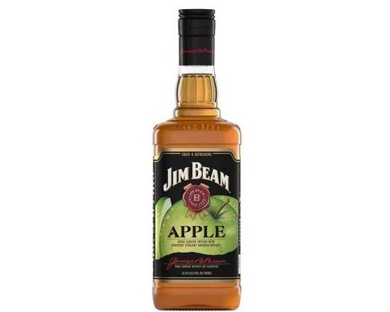Order Jim Beam Apple Flavored, 750ml whiskey (32.5% ABV) food online from 50th Street Liquor, Beer & Wine store, Lubbock on bringmethat.com