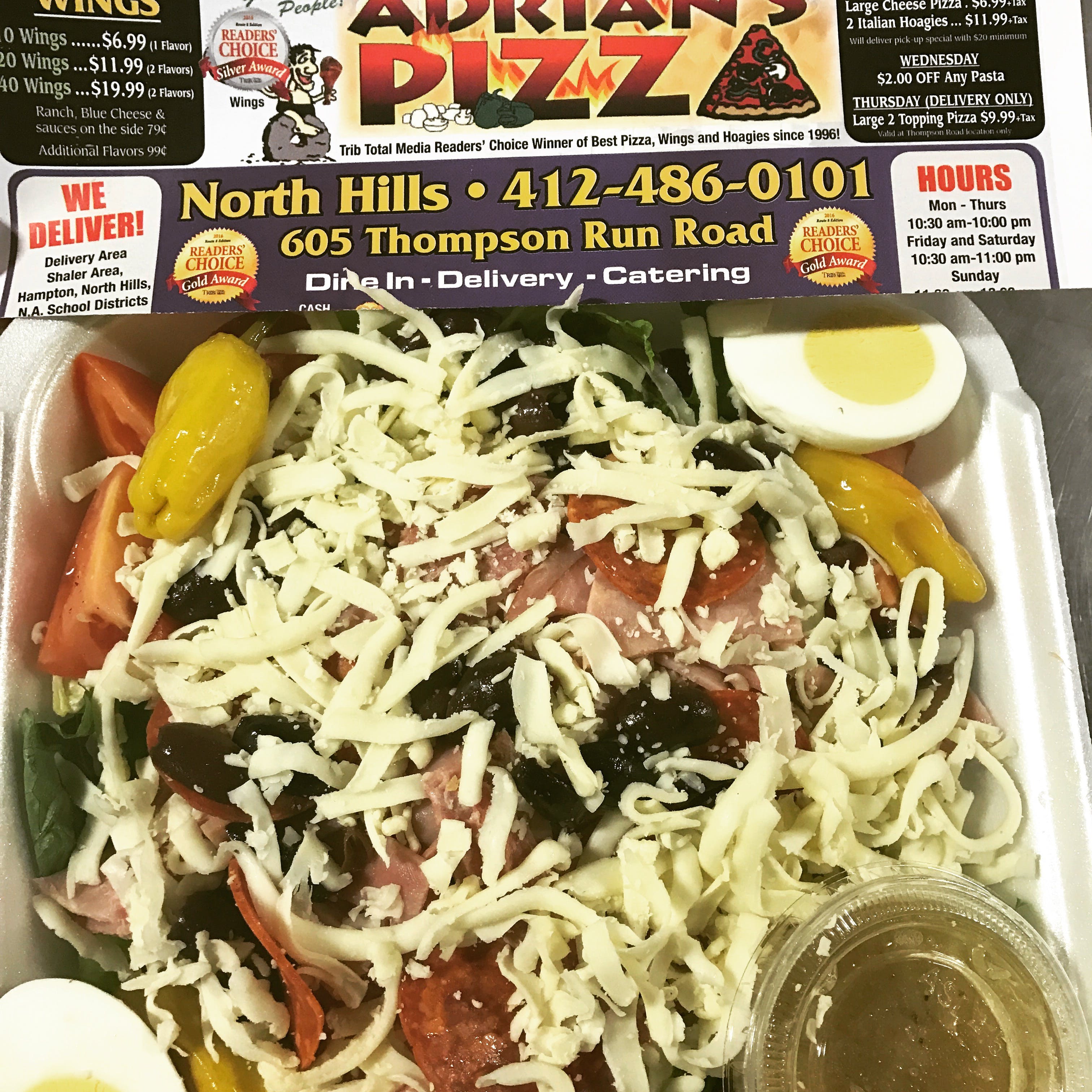 Order Antipasto Salad - Salad food online from Adrian's Pizza store, Pittsburgh on bringmethat.com
