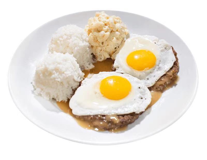 Order 6. Loco Moco Plate food online from Waikiki Hawaii Bbq store, Brentwood on bringmethat.com