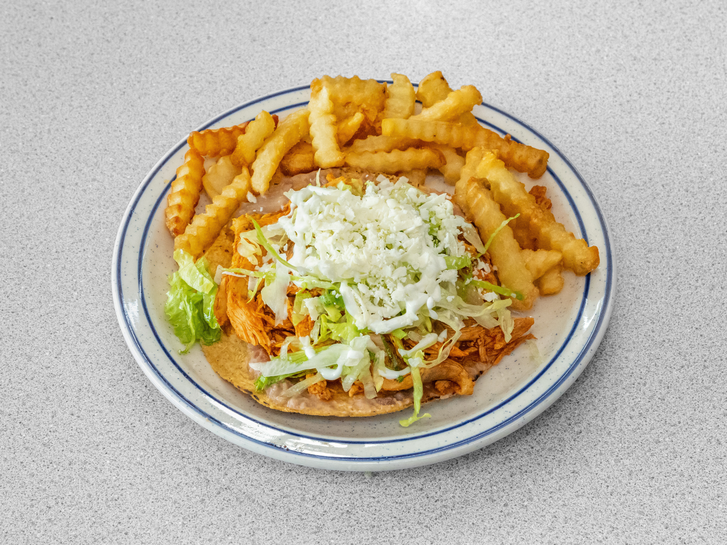 Order One Tostada Combo KIDS food online from Luna Mexican Rotiserrie store, Louisville on bringmethat.com